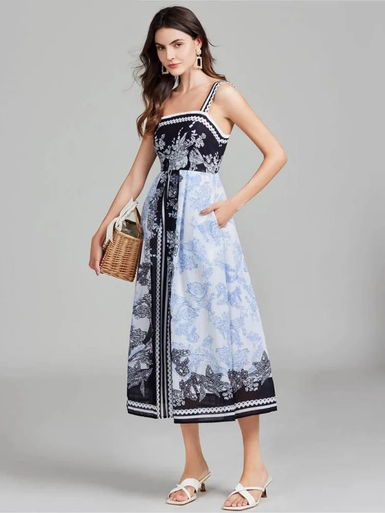 Summer Sexy Flower Print Spaghetti Strap Dresses Women Holiday Elastic Backless Zipper High Waist A Line Beach Vestidos
Summer Sexy Flower Print Spaghetti Strap Dresses Women Holiday Elastic Backless Zipper High Waist A Line Beach Vestidos