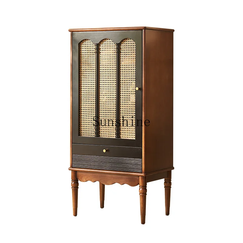 French solid wood tall rattan display cabinet living room wall storage cabinet with drawers
French solid wood tall rattan display cabinet living room wall storage cabinet with drawers