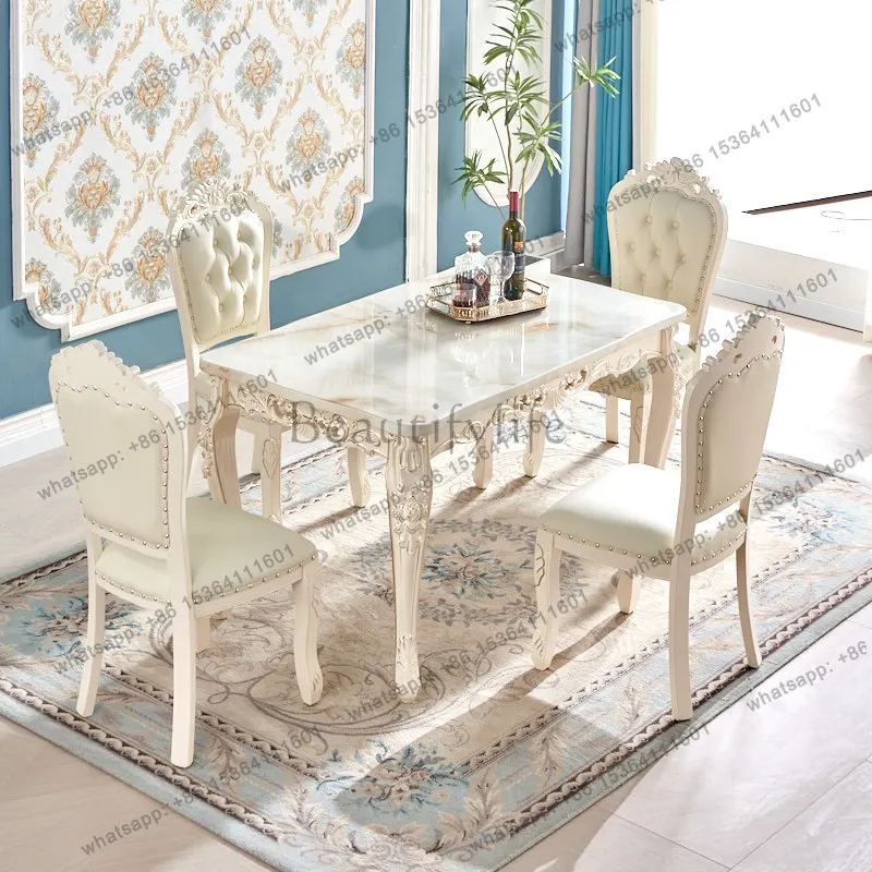 Simplified European Style Dining Table Chair Set Rectangular Dining Table Home Furniture 3D Carving Wooden or Marble Surface
Simplified European Style Dining Table Chair Set Rectangular Dining Table Home Furniture 3D Carving Wooden or Marble Surface
