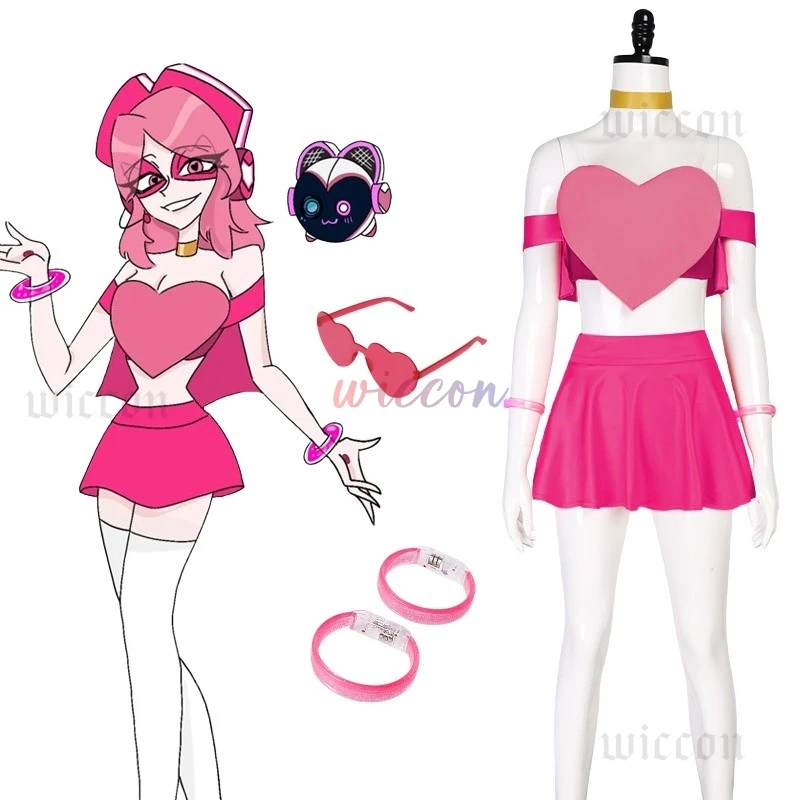 Anime Cosplay Miss Heed Costume Pink Heart Dress Full Set Women Girl Miss Heed Sexy Pink Dress Glasses Outfit For Halloween
Anime Cosplay Miss Heed Costume Pink Heart Dress Full Set Women Girl Miss Heed Sexy Pink Dress Glasses Outfit For Halloween