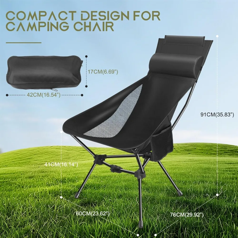 Camping Chairs, Portable Camping Chair with Headrest and Storage Bag, for Outside Camping, Hiking, Travel, Beach and Sports
Camping Chairs, Portable Camping Chair with Headrest and Storage Bag, for Outside Camping, Hiking, Travel, Beach and Sports
