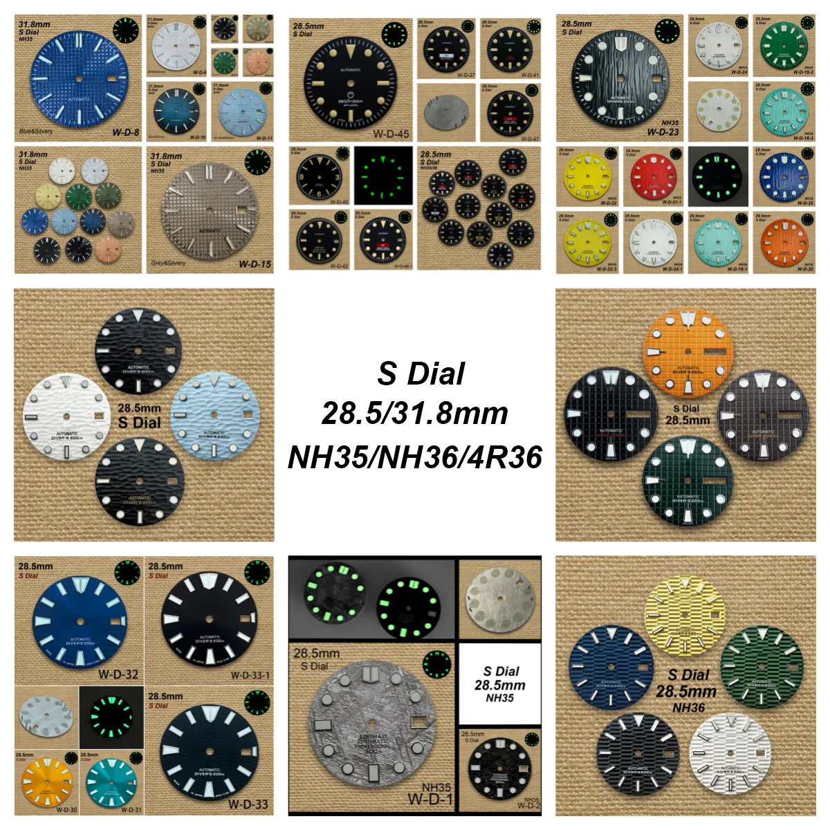 28.5/31.8mm S Logo Retro/Oak/Meteorite Dial Fit NH35/NH36 Movement Green Luminous Diving Watch Modification Accessories
28.5/31.8mm S Logo Retro/Oak/Meteorite Dial Fit NH35/NH36 Movement Green Luminous Diving Watch Modification Accessories