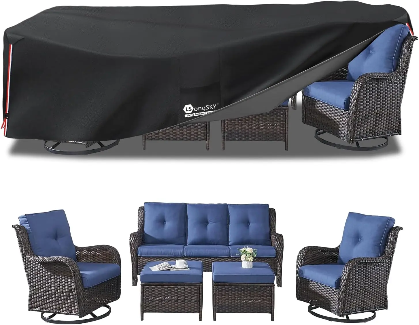 Waterproof Outdoor Furniture Covers, Heavy Duty 600D for 6-8 PCS Sets, Black Sofa Chair Table Protector
Waterproof Outdoor Furniture Covers, Heavy Duty 600D for 6-8 PCS Sets, Black Sofa Chair Table Protector