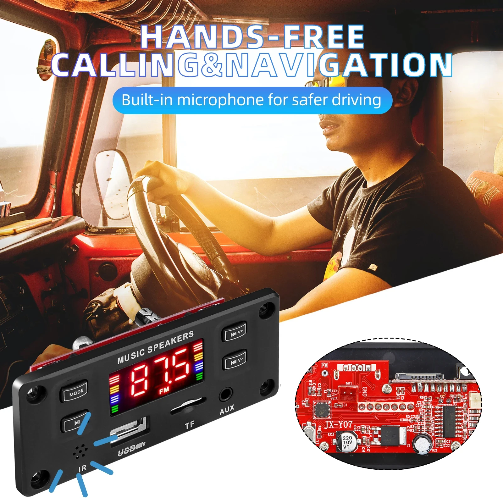 12V Bluetooth-compatible 5.0 MP3 Decoding Board Module Car Audio USB TF FM Radio Module MP3 Player Stereo support recording
12V Bluetooth-compatible 5.0 MP3 Decoding Board Module Car Audio USB TF FM Radio Module MP3 Player Stereo support recording