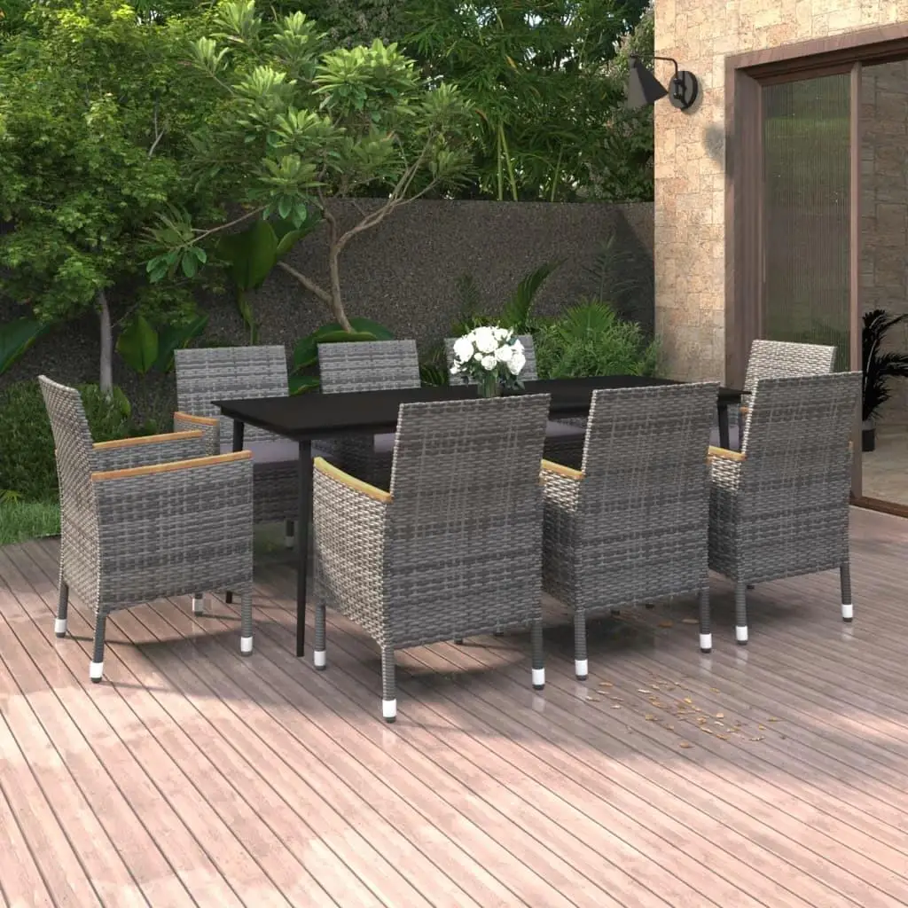 9-Piece Outdoor Rattan Dining Set with Cushions & Glass Table - Patio Furniture Upgrade
9-Piece Outdoor Rattan Dining Set with Cushions & Glass Table - Patio Furniture Upgrade