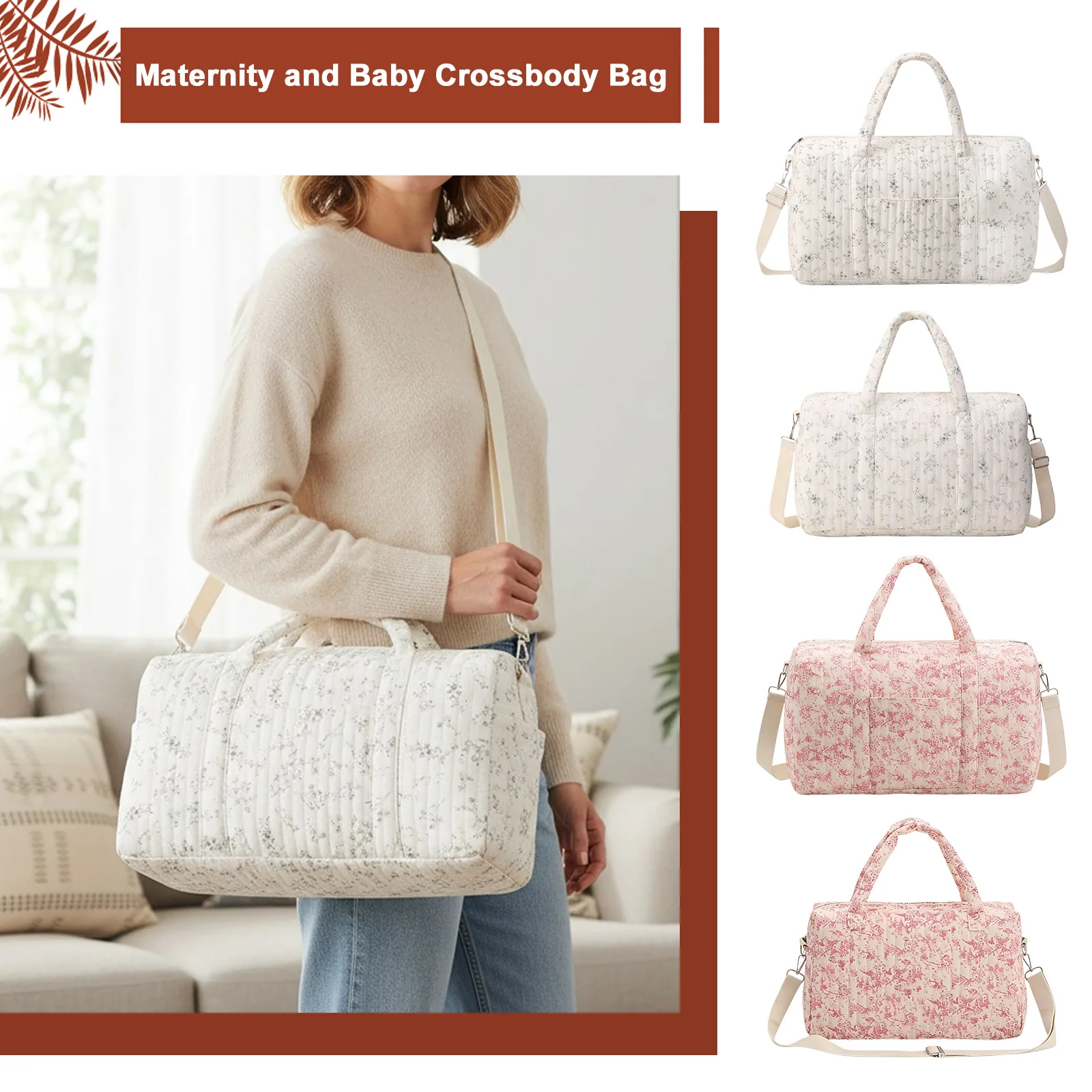 Women Quilted Cotton Medium Travel Duffle Bag Large Capacity Shoulder Luggage Purse Adjustable Shoulder Strap for Daily Use
Women Quilted Cotton Medium Travel Duffle Bag Large Capacity Shoulder Luggage Purse Adjustable Shoulder Strap for Daily Use