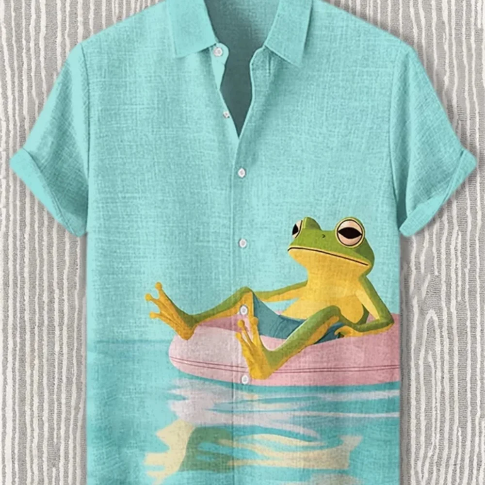 Men's Fashionable Hawaiian Vacation Short Sleeve Linen Shirt Frog Print Lapel Single-Breasted Street Casual High-Quality Shirt
Men's Fashionable Hawaiian Vacation Short Sleeve Linen Shirt Frog Print Lapel Single-Breasted Street Casual High-Quality Shirt
