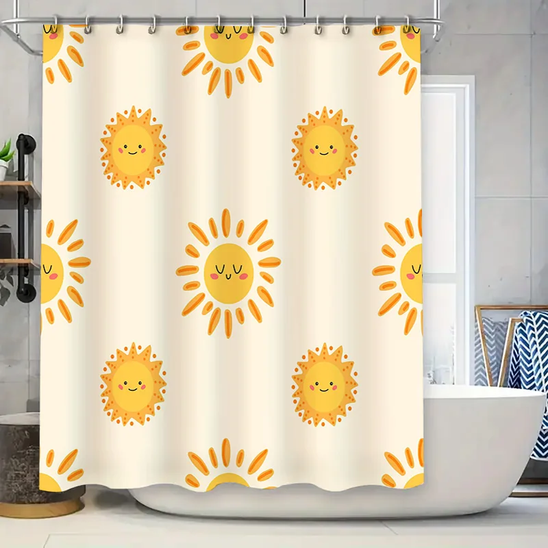 Sunshine Shower Curtain Happy Yellow Pattern Bath Decoration Waterproof Fabric for Home Decor in Modern White Color Design
Sunshine Shower Curtain Happy Yellow Pattern Bath Decoration Waterproof Fabric for Home Decor in Modern White Color Design