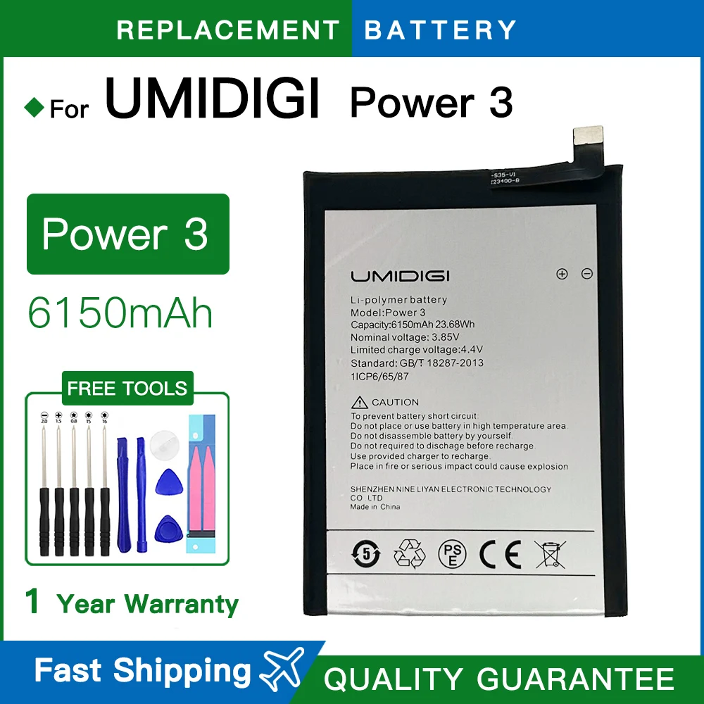 Brand new Original UMI Battery For Umidigi Power 3 Power3 6150mAh High Quality Mobile Phone Replacement Battery + Tools
Brand new Original UMI Battery For Umidigi Power 3 Power3 6150mAh High Quality Mobile Phone Replacement Battery + Tools