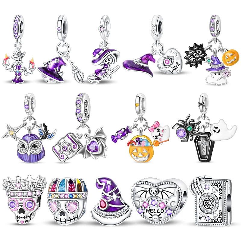 New 925 Sterling Silvering Halloween Witch Skeleton Bat Charm 925 Chain Beaded Fit Original Bracelet DIY Ladies Jewelry
New 925 Sterling Silvering Halloween Witch Skeleton Bat Charm 925 Chain Beaded Fit Original Bracelet DIY Ladies Jewelry