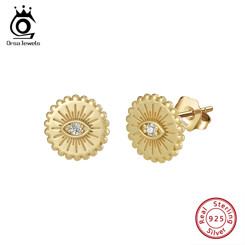 ORSA JEWELS Real 925 Sterling Silver Lucky Evil Eye Stud Earrings For Women Zircon Ear Studs Girl Party Jewelry Gift New APE127
ORSA JEWELS Real 925 Sterling Silver Lucky Evil Eye Stud Earrings For Women Zircon Ear Studs Girl Party Jewelry Gift New APE127