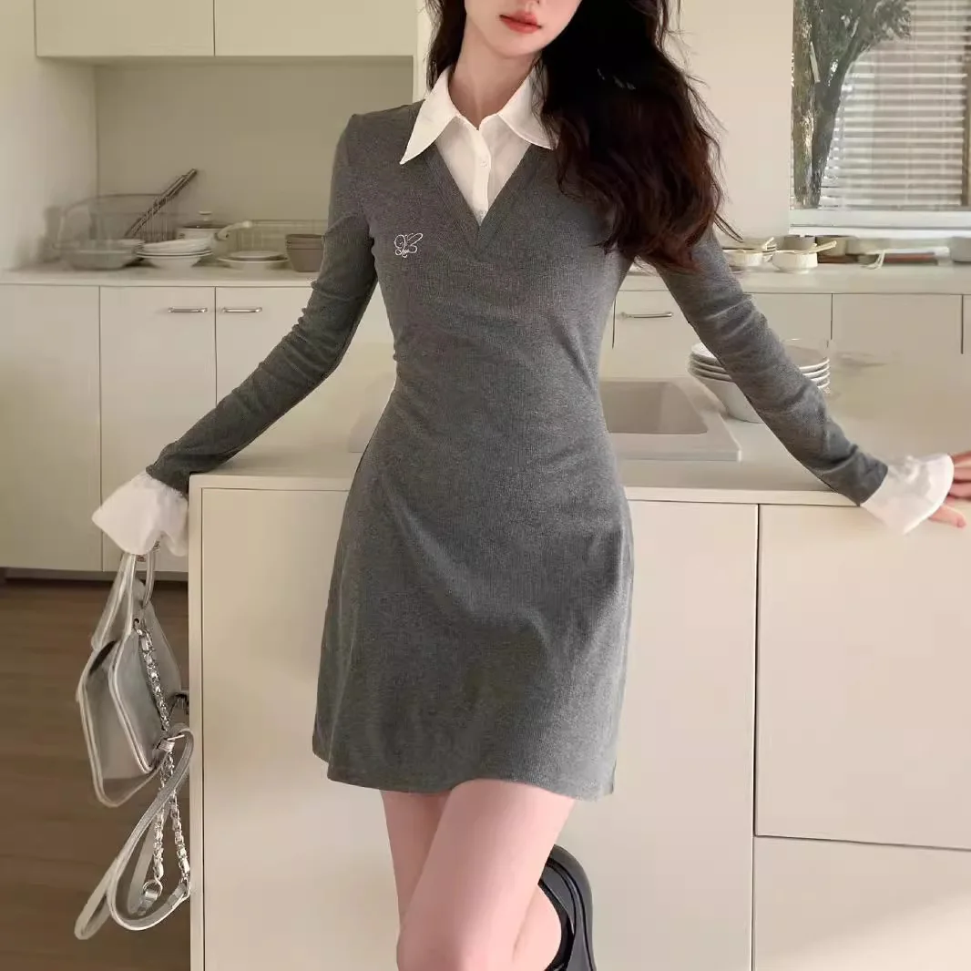 2025 Spring New Spicy Girl Fake Two Pieces Polo Dress Women's Korean Style Mini Dress for Women
2025 Spring New Spicy Girl Fake Two Pieces Polo Dress Women's Korean Style Mini Dress for Women