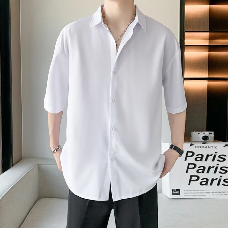 Summer Thin Short Sleeve Ice Silk Casual Loose Men's Shirt Half Sleeve Upper Body Lightweight Color Woven Fabric Youth Fashion
Summer Thin Short Sleeve Ice Silk Casual Loose Men's Shirt Half Sleeve Upper Body Lightweight Color Woven Fabric Youth Fashion