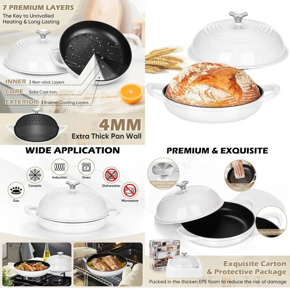 Enameled Cast Iron Dutch Oven, 5.5-Quart, White, Oven-Safe to 500°F, Ideal for Sourdough Baking with Non-Stick Interior and Dual
Enameled Cast Iron Dutch Oven, 5.5-Quart, White, Oven-Safe to 500°F, Ideal for Sourdough Baking with Non-Stick Interior and Dual