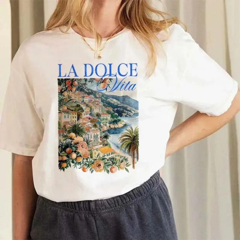 La Dolce Vita Fun Letter T-Shirt Printed Cartoon Travel T-Shirt Trendy Versatile Short Sleeve Summer T-Shirt Women's Y2K Tops
La Dolce Vita Fun Letter T-Shirt Printed Cartoon Travel T-Shirt Trendy Versatile Short Sleeve Summer T-Shirt Women's Y2K Tops