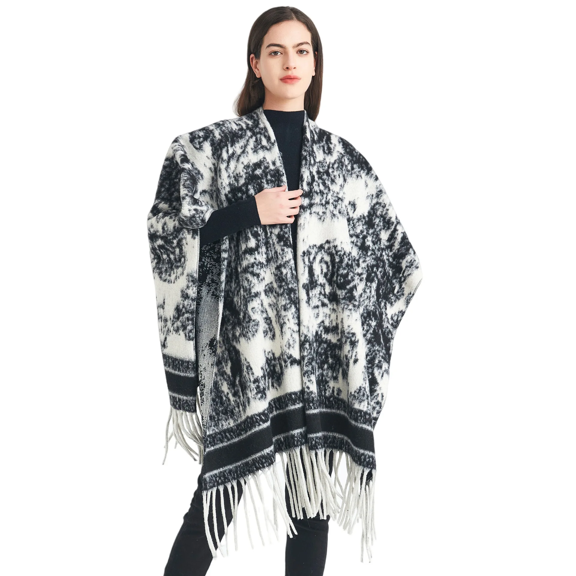 Fashionable Women's Ink Wash Jacquard Double Fringed Shawl Warm Polyester Fiber Spring Summer Scarf Versatile Stylish Accessory
Fashionable Women's Ink Wash Jacquard Double Fringed Shawl Warm Polyester Fiber Spring Summer Scarf Versatile Stylish Accessory