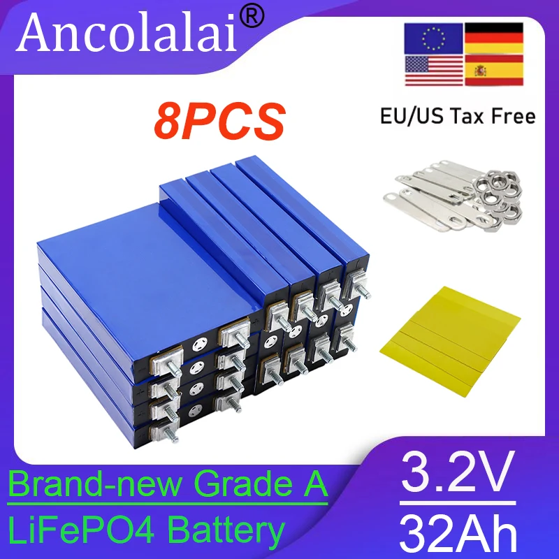 8PCS 3.2V 32Ah Lifepo4 battery 4S 12V 24V 12.8V 3C 5C suitable for motorcycles, electric vehicles,tour buses,solar DIY batteries
8PCS 3.2V 32Ah Lifepo4 battery 4S 12V 24V 12.8V 3C 5C suitable for motorcycles, electric vehicles,tour buses,solar DIY batteries