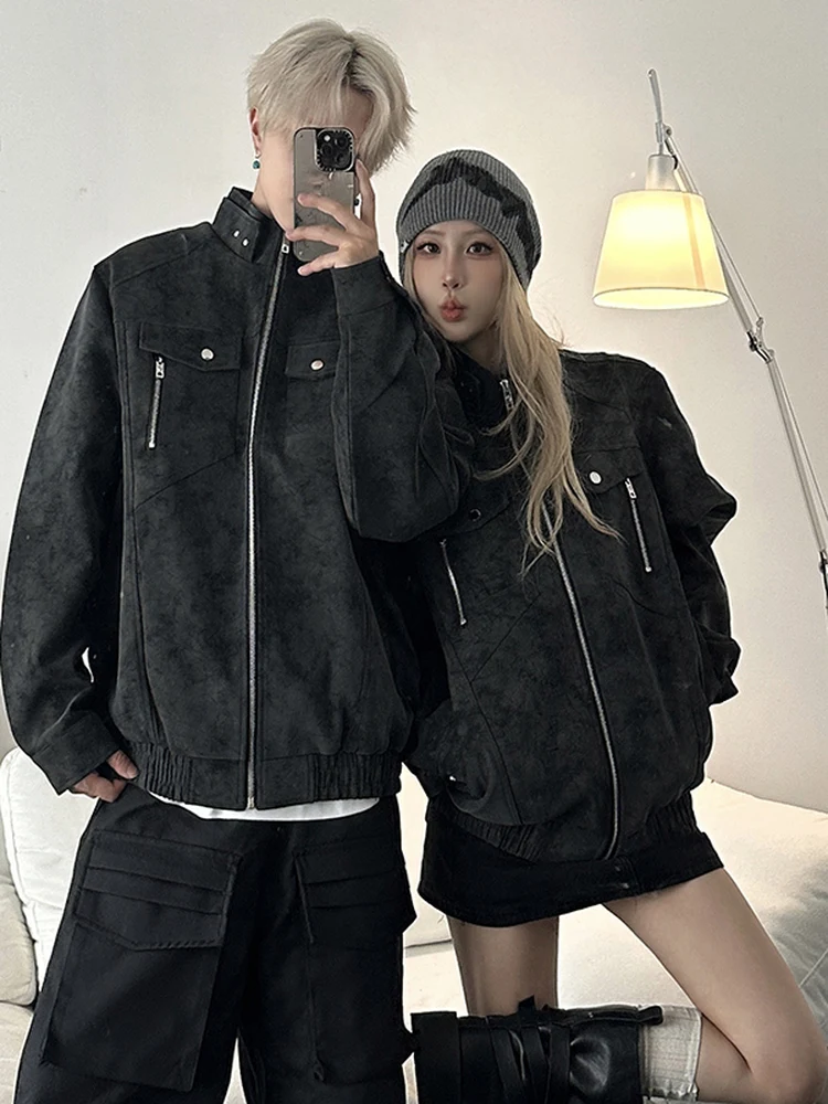 Повседневная куртка из искусственной кожи для пар с воротником-стойкой и эффектом тай-дай, мужская модная винтажная ветрозащитная куртка в американском стиле
Повседневная куртка из искусственной кожи для пар с воротником-стойкой и эффектом тай-дай, мужская модная винтажная ветрозащитная куртка в американском стиле