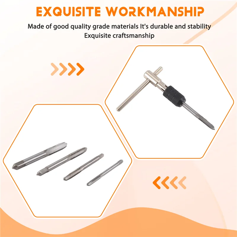 N96R 5Pcs/Set T Type Machine Hand Screw Thread Taps Reamer M3/M4/M5/M6 Tap Set With Twist Drill Bits And Wrench 
N96R 5Pcs/Set T Type Machine Hand Screw Thread Taps Reamer M3/M4/M5/M6 Tap Set With Twist Drill Bits And Wrench