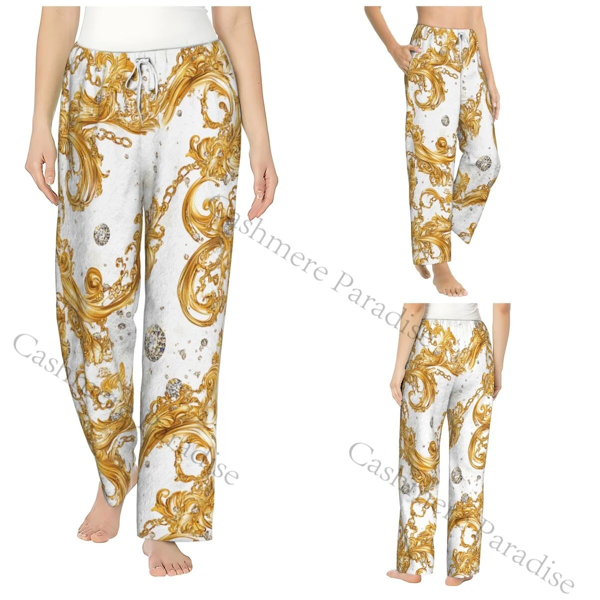 Gold White Background With Lot Diamonds Cozy Flannel Pajama Pants for Women Sleep Bottoms Home Loungewear
Gold White Background With Lot Diamonds Cozy Flannel Pajama Pants for Women Sleep Bottoms Home Loungewear