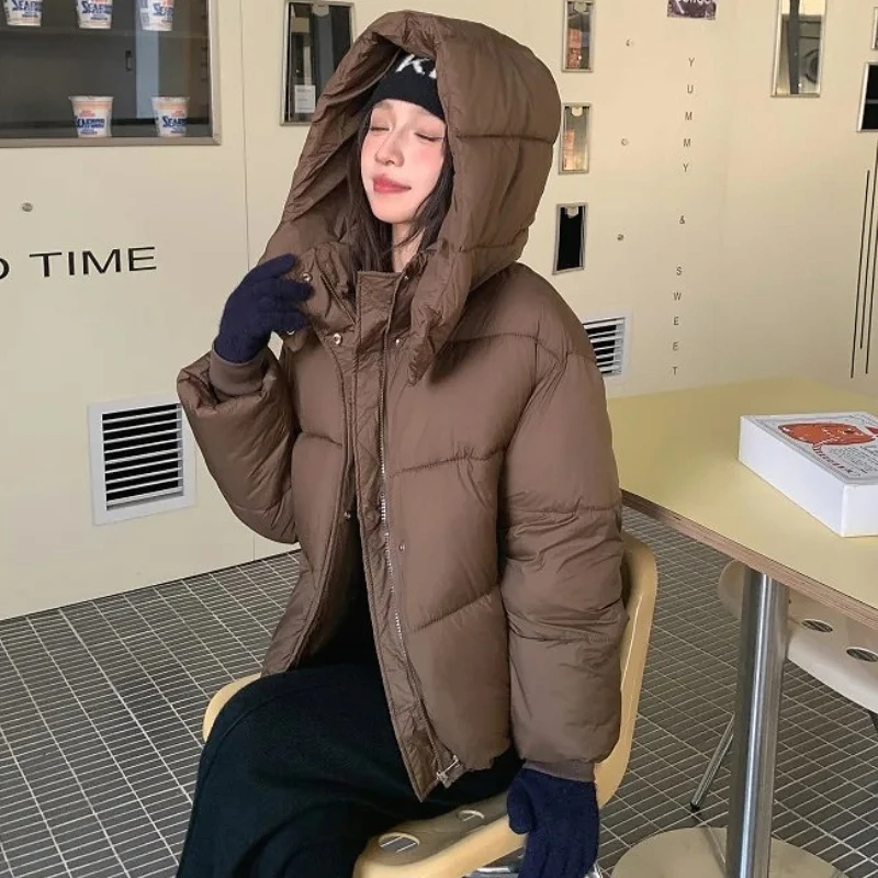 Women Hooded Parkas Coat Short Jacket Solid Long Sleeve Zipper Single Breasted Straight Fit Thick Casual Office Lady 2025 Winter
Women Hooded Parkas Coat Short Jacket Solid Long Sleeve Zipper Single Breasted Straight Fit Thick Casual Office Lady 2025 Winter