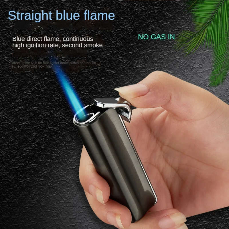 Straight-through windproof lighter metal inflatable personality creative semi-cylindrical blue flame lighter (NO GAS IN)
Straight-through windproof lighter metal inflatable personality creative semi-cylindrical blue flame lighter (NO GAS IN)