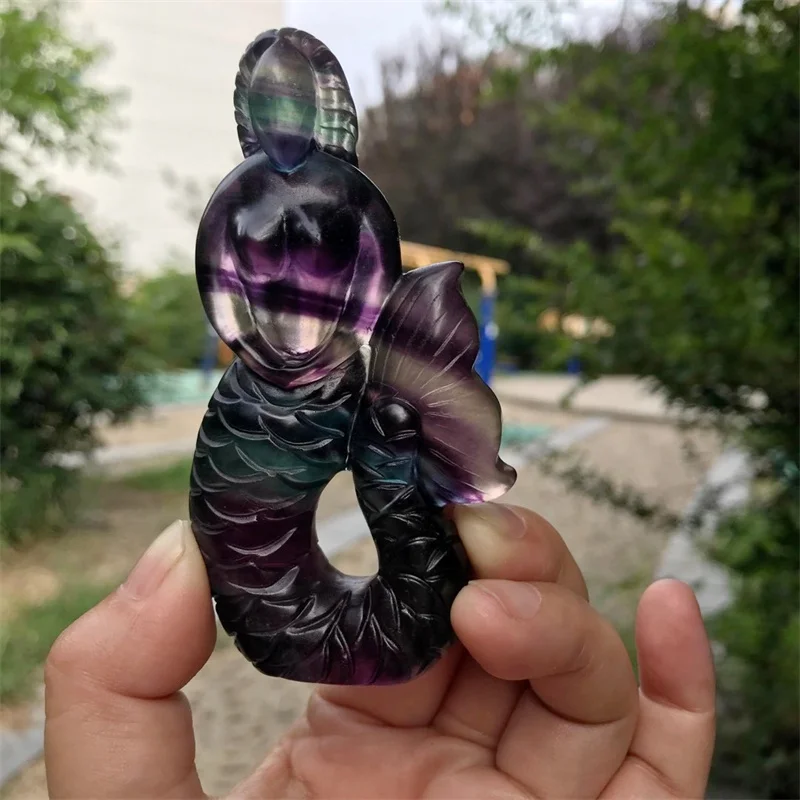 9cm Natural Rainbow Fluorite Mermaid Handmade Crystal Carvings Energy Room Ornaments Healing Home Decoration Gift
9cm Natural Rainbow Fluorite Mermaid Handmade Crystal Carvings Energy Room Ornaments Healing Home Decoration Gift