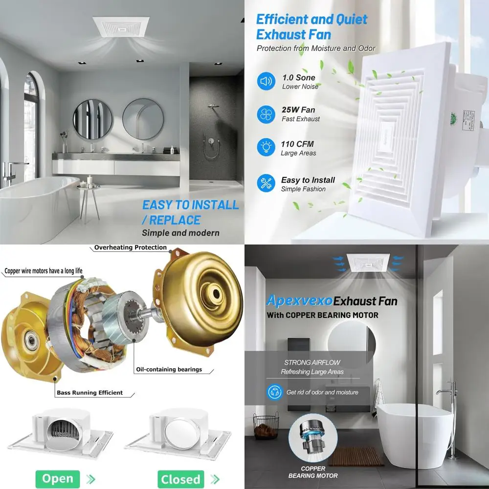 10 Inch Ceiling Mount Bathroom Exhaust Fan with 12 ABS Ventilation and Ultra-Quiet Operation for Home, Kitchen, Office
10 Inch Ceiling Mount Bathroom Exhaust Fan with 12 ABS Ventilation and Ultra-Quiet Operation for Home, Kitchen, Office