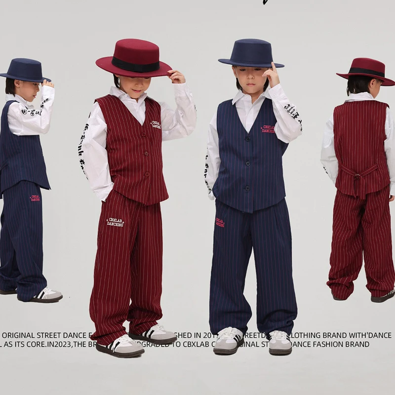 2025 Children Ballroom Hip Hop Dance Costumes For Girls Vertical Striped Vest Popping Set Boys Jazz Performance Clothes DQS18453
2025 Children Ballroom Hip Hop Dance Costumes For Girls Vertical Striped Vest Popping Set Boys Jazz Performance Clothes DQS18453