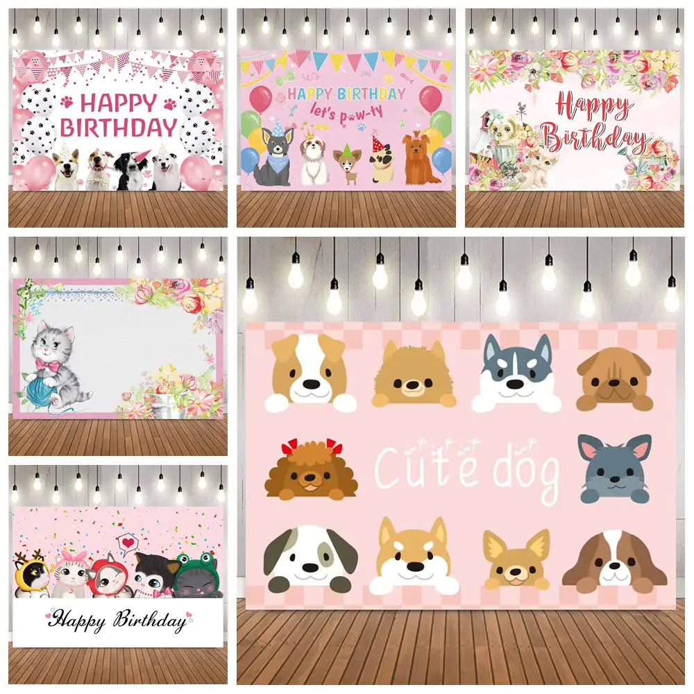Happy Birthday Cartoon Cute Pet Theme Photo Backdrop Let‘s paw-ty Cat Dog Kid Birthday Party Decoration Photography Background
Happy Birthday Cartoon Cute Pet Theme Photo Backdrop Let‘s paw-ty Cat Dog Kid Birthday Party Decoration Photography Background