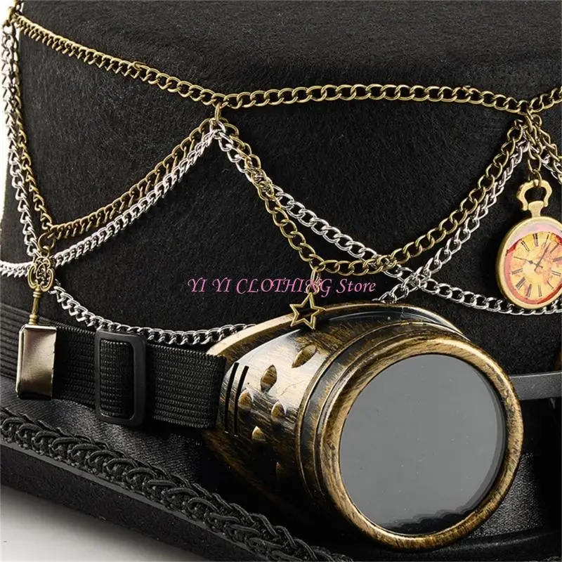N5KF Gothic Metal Chain Hat Goggles Victorian Headwear for Costume Even
N5KF Gothic Metal Chain Hat Goggles Victorian Headwear for Costume Even