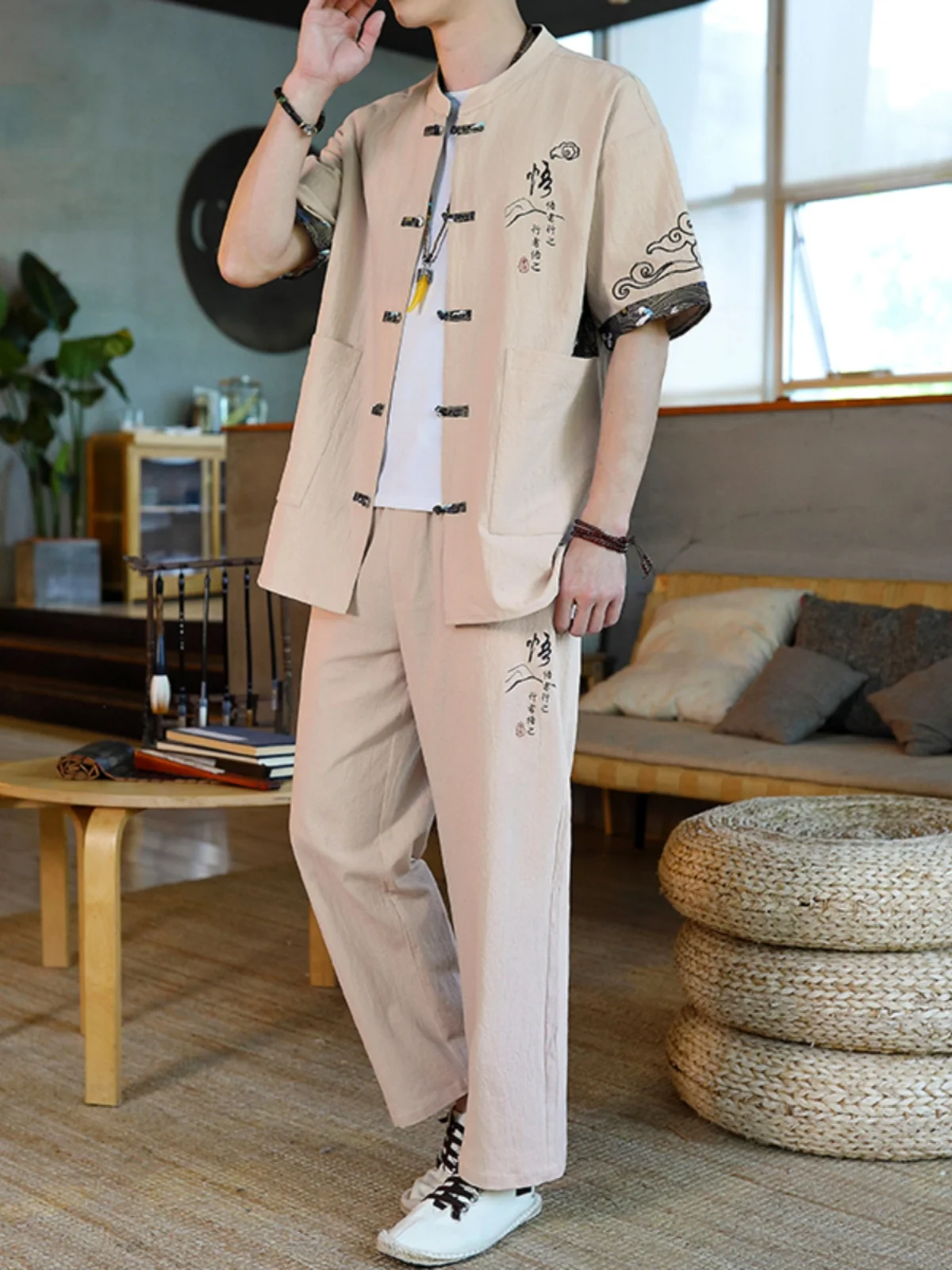 New Chinese Style Men's Short Sleeve Shirt And Pants Set Summer Thin Breathable Loose Casual Clothing Cotton 100% Fashionable
New Chinese Style Men's Short Sleeve Shirt And Pants Set Summer Thin Breathable Loose Casual Clothing Cotton 100% Fashionable