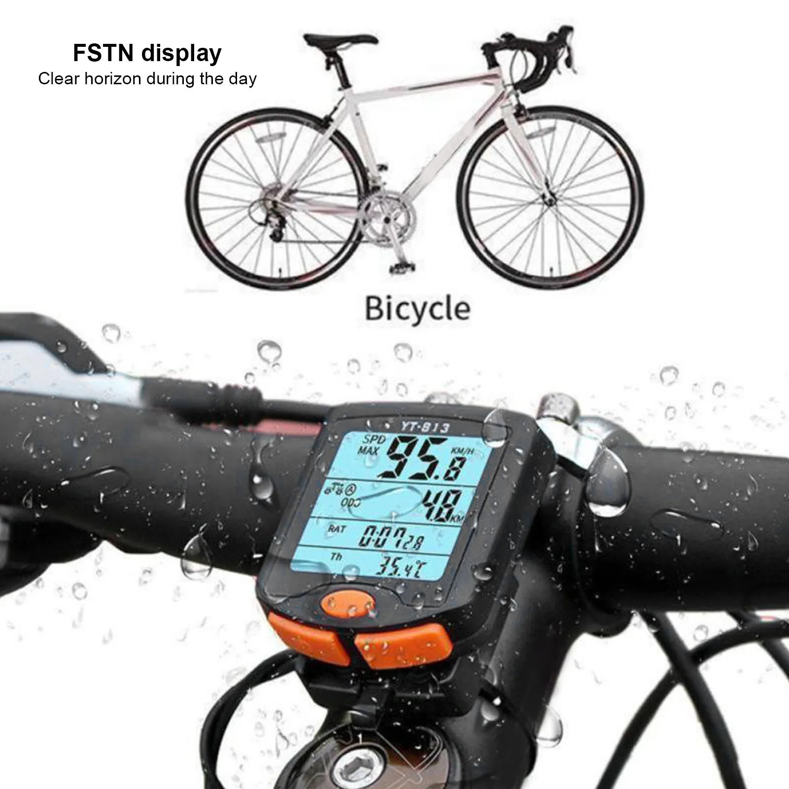 Cycling Cyclocomputer, Bicycle Computer Waterproof Bike Speedometer Bicycle Accessories with LED Backlight Display
Cycling Cyclocomputer, Bicycle Computer Waterproof Bike Speedometer Bicycle Accessories with LED Backlight Display