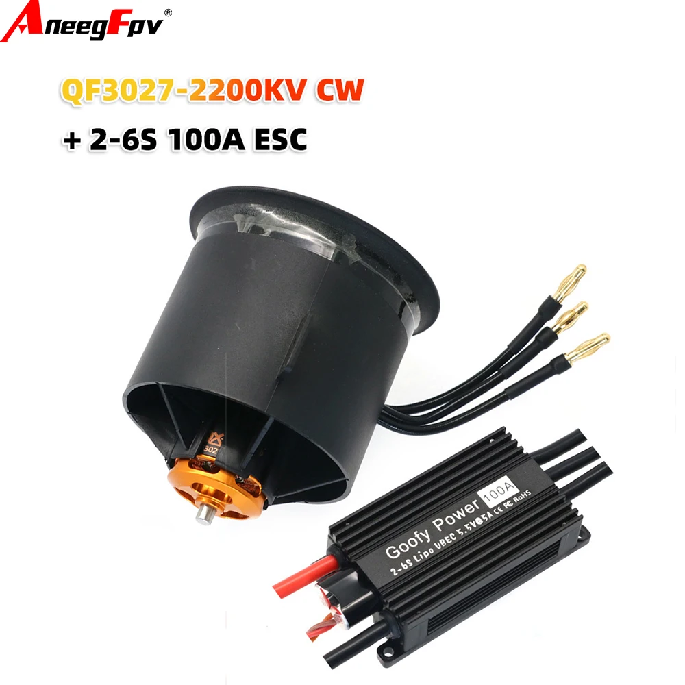 QX-MOTOR QF3027-2200Kv brushless motor 70mm duct fan, equipped with 100A ESC, suitable for drone remote control toy accessories
QX-MOTOR QF3027-2200Kv brushless motor 70mm duct fan, equipped with 100A ESC, suitable for drone remote control toy accessories