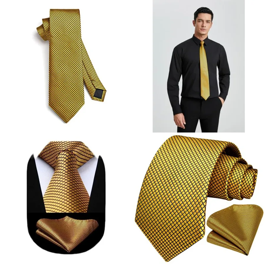 Mens Ties Plaid Tie and Pocket Square Set Classic Woven Formal Checkered Neckties & Handkerchief Wedding Party,01-gold
Mens Ties Plaid Tie and Pocket Square Set Classic Woven Formal Checkered Neckties & Handkerchief Wedding Party,01-gold