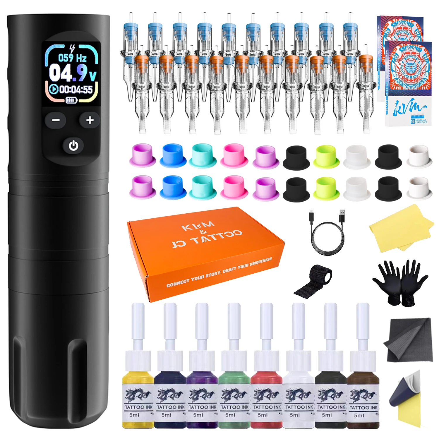 Wireless Tattoo Machine Kit dual mode 1600mAh OLED screen Stroke 3.5mm Includes 57 Tattoo supplies Suitable for Tattoo Artists
Wireless Tattoo Machine Kit dual mode 1600mAh OLED screen Stroke 3.5mm Includes 57 Tattoo supplies Suitable for Tattoo Artists