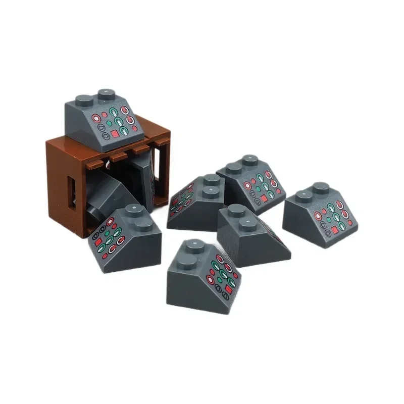 MOC 10PCS Part Bricks 3039 Printed Button Lever 3039pb158 Light Control Pattern Building Blocks Set Board Particle Toys Kid Gift