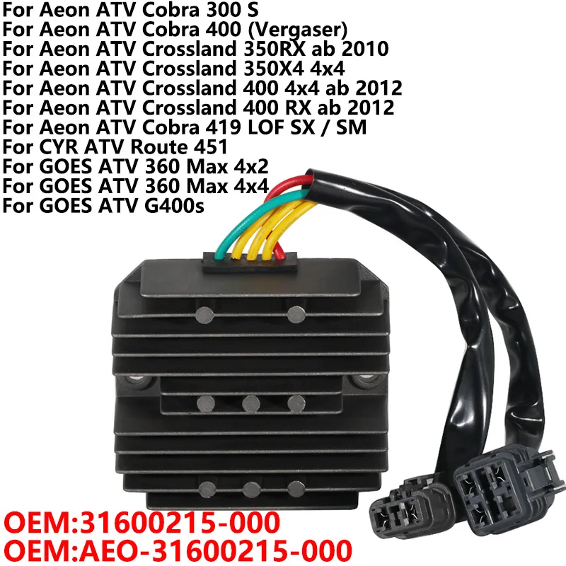 Voltage Regulator Rectifier For GOES ATV 360 Max 4x2 4x4 ATV G400s 31600215-000 AEO-31600215-000
Voltage Regulator Rectifier For GOES ATV 360 Max 4x2 4x4 ATV G400s 31600215-000 AEO-31600215-000