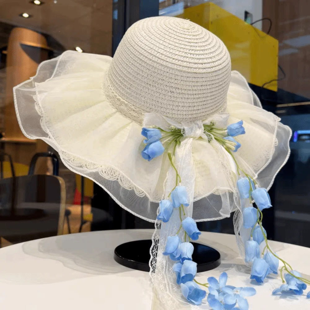 Shade Headwear Wide Brim Straw Hat Lace Bowknot Breathable Straw Sun Cap UV Protection Woven Texture Beach Visor Garden Party
Shade Headwear Wide Brim Straw Hat Lace Bowknot Breathable Straw Sun Cap UV Protection Woven Texture Beach Visor Garden Party