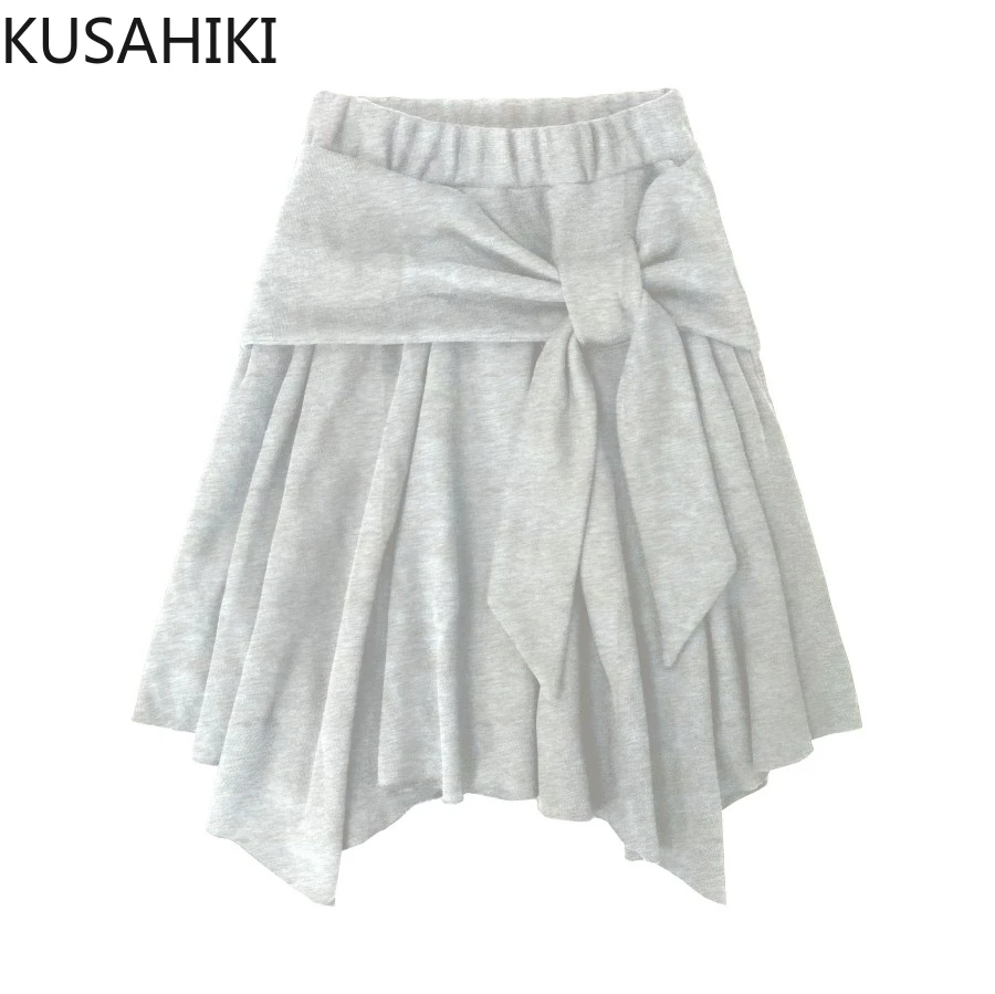 KUSAHIKI Bow Tie Straps Irregular Design Elastic Waist Skirt for Women Korean Spicy Girl Causal A-line Skirts Mujer
KUSAHIKI Bow Tie Straps Irregular Design Elastic Waist Skirt for Women Korean Spicy Girl Causal A-line Skirts Mujer