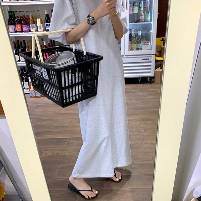 Ретро-платье-футболка с круглым вырезом и длинными рукавами в стиле Lazy Style, женское летнее шикарное повседневное платье с разрезом сзади и короткими рукавами
Ретро-платье-футболка с круглым вырезом и длинными рукавами в стиле Lazy Style, женское летнее шикарное повседневное платье с разрезом сзади и короткими рукавами