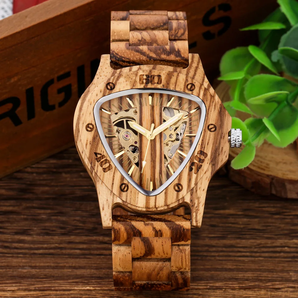 Vintage Bamboo Zebra Wood Watch Automatic Mechanical Wristwatch Creative Triangular Dial Wooden Strap Self-winding Clock Reloj
Vintage Bamboo Zebra Wood Watch Automatic Mechanical Wristwatch Creative Triangular Dial Wooden Strap Self-winding Clock Reloj