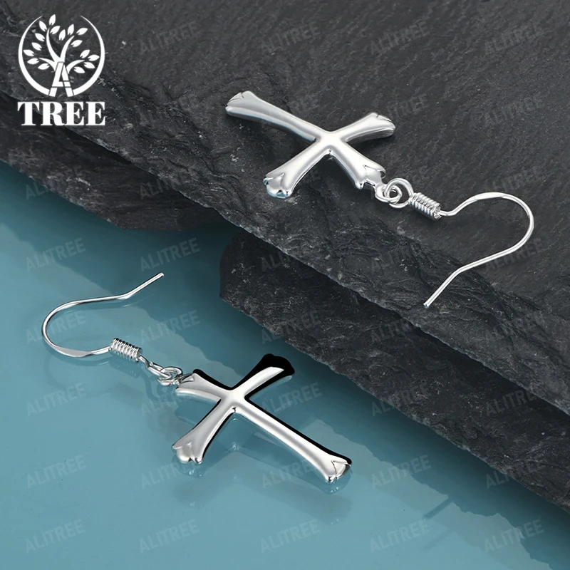 New Popular 925 Sterling Silver Cross Drop Earring Lady Wedding Accessories Fashion Design Jewelry Anniversary Party Gift
New Popular 925 Sterling Silver Cross Drop Earring Lady Wedding Accessories Fashion Design Jewelry Anniversary Party Gift