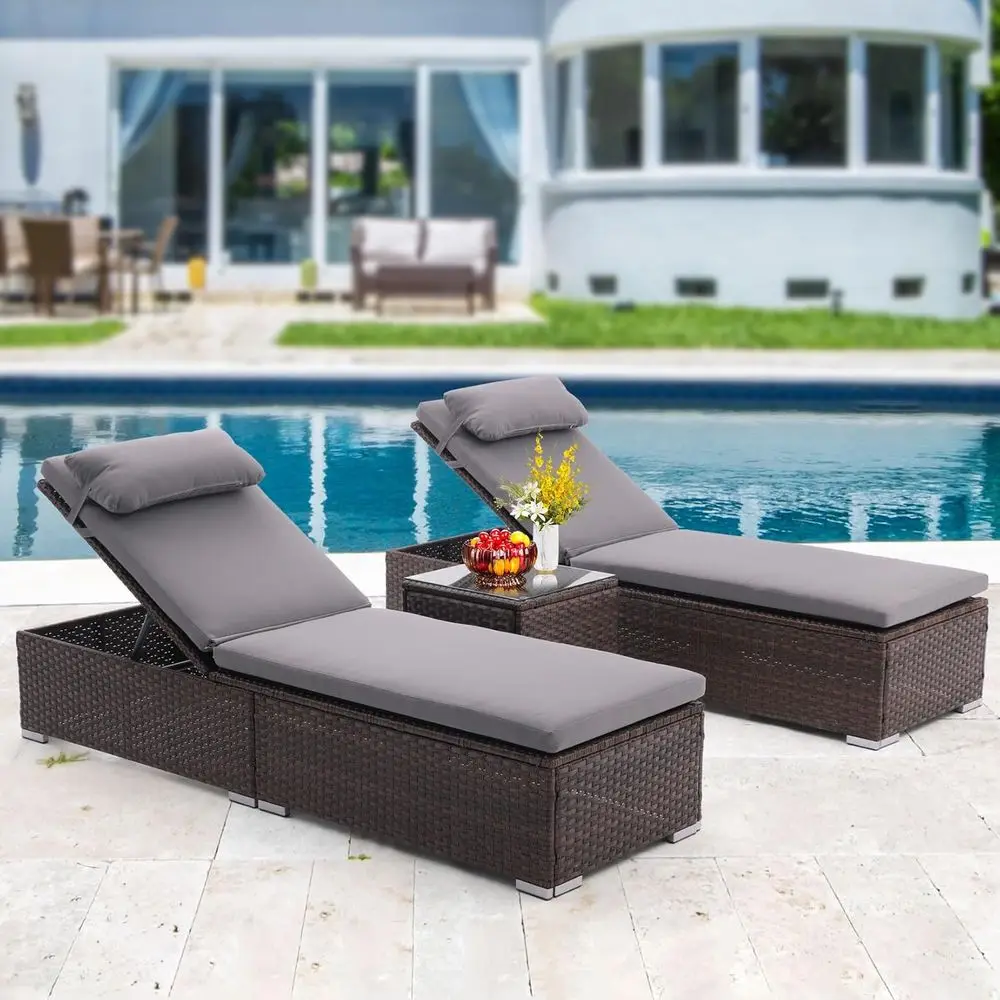 Outdoor Patio Chaise Lounge Chairs, 5-Level Adjustable Rattan Pool Lounger, All Weather Lounge Chair with Coee Table & Thicken C
Outdoor Patio Chaise Lounge Chairs, 5-Level Adjustable Rattan Pool Lounger, All Weather Lounge Chair with Coee Table & Thicken C