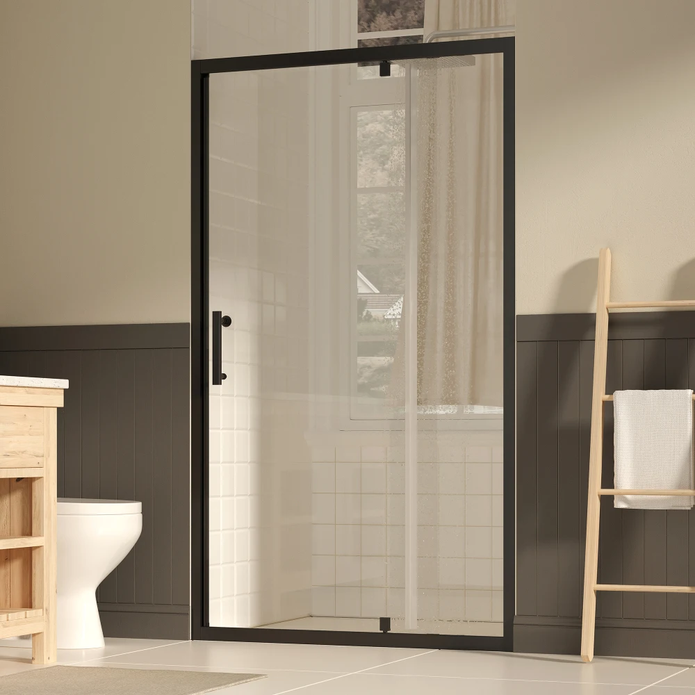 Душевая дверь с поворотным механизмом 41-43 дюйма (Ш) × 72 дюйма (В): 1/4 дюйма (Ш) прозрачное закаленное стекло SGCC, защитная пленка, нано-покрытие, реверсивная, матовый черный цвет
Душевая дверь с поворотным механизмом 41-43 дюйма (Ш) × 72 дюйма (В): 1/4 дюйма (Ш) прозрачное закаленное стекло SGCC, защитная пленка, нано-покрытие, реверсивная, матовый черный цвет
