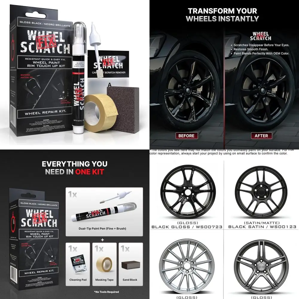 ® Gloss Black Touch Up Paint for Cars - DIY Alloy Wheel Repair Kit, Curb Rash Remover with Fast-Drying Pen - Long-Lasting OEM Fi
® Gloss Black Touch Up Paint for Cars - DIY Alloy Wheel Repair Kit, Curb Rash Remover with Fast-Drying Pen - Long-Lasting OEM Fi