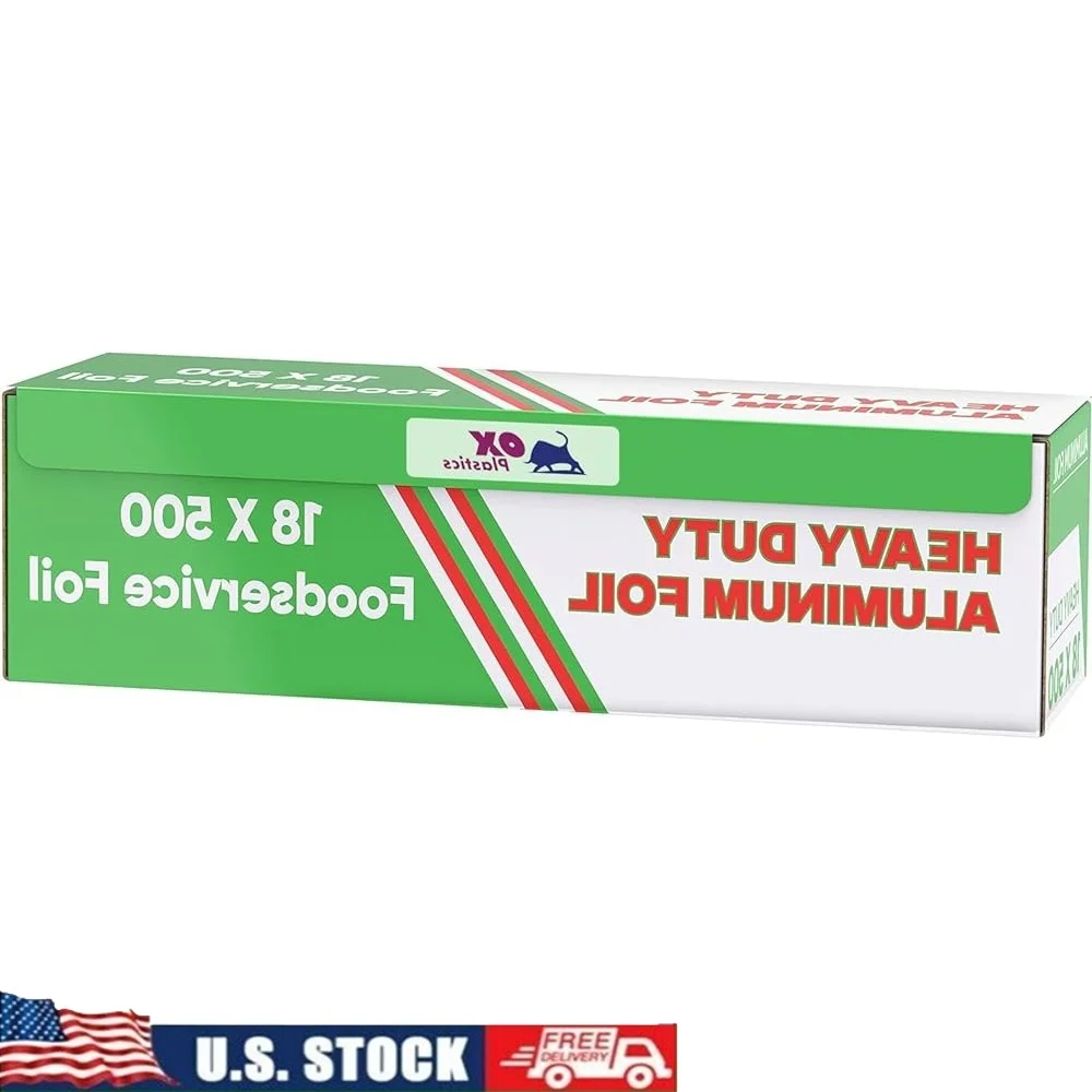 Heavy Duty Aluminum Foil Roll 18in x 500ft Commercial Grade Catering BBQ Cooking Baking Food Storage Wrap Serrated Cutter
Heavy Duty Aluminum Foil Roll 18in x 500ft Commercial Grade Catering BBQ Cooking Baking Food Storage Wrap Serrated Cutter