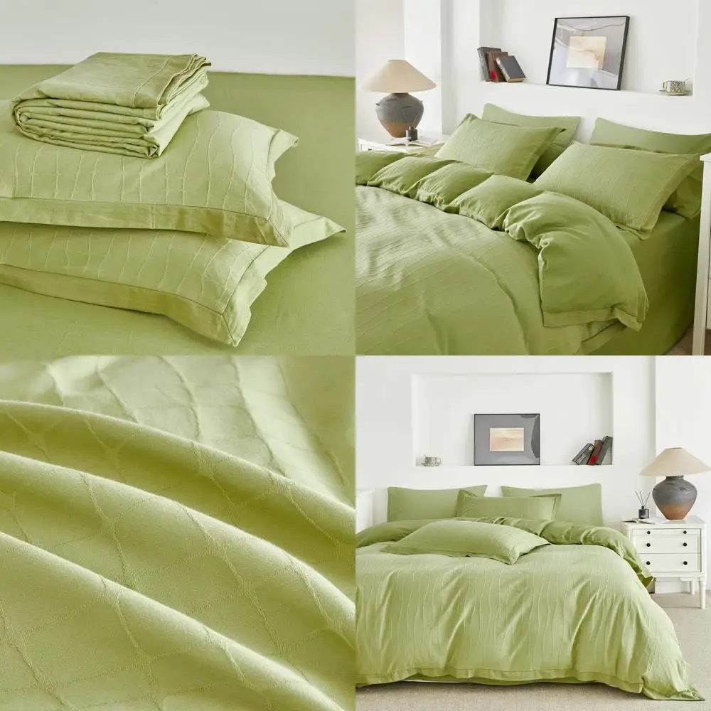 Комплект пододеяльников в клетку из хлопка и жаккарда королевского размера цвета авокадо с застежкой-молнией и двумя подушками Шамс
Комплект пододеяльников в клетку из хлопка и жаккарда королевского размера цвета авокадо с застежкой-молнией и двумя подушками Шамс