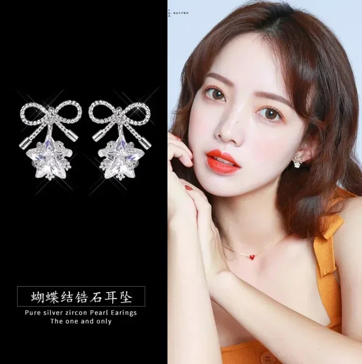 New 925 silver needle bow small earrings crystal from Austrian versatile small fresh and simple tide For Woman
New 925 silver needle bow small earrings crystal from Austrian versatile small fresh and simple tide For Woman