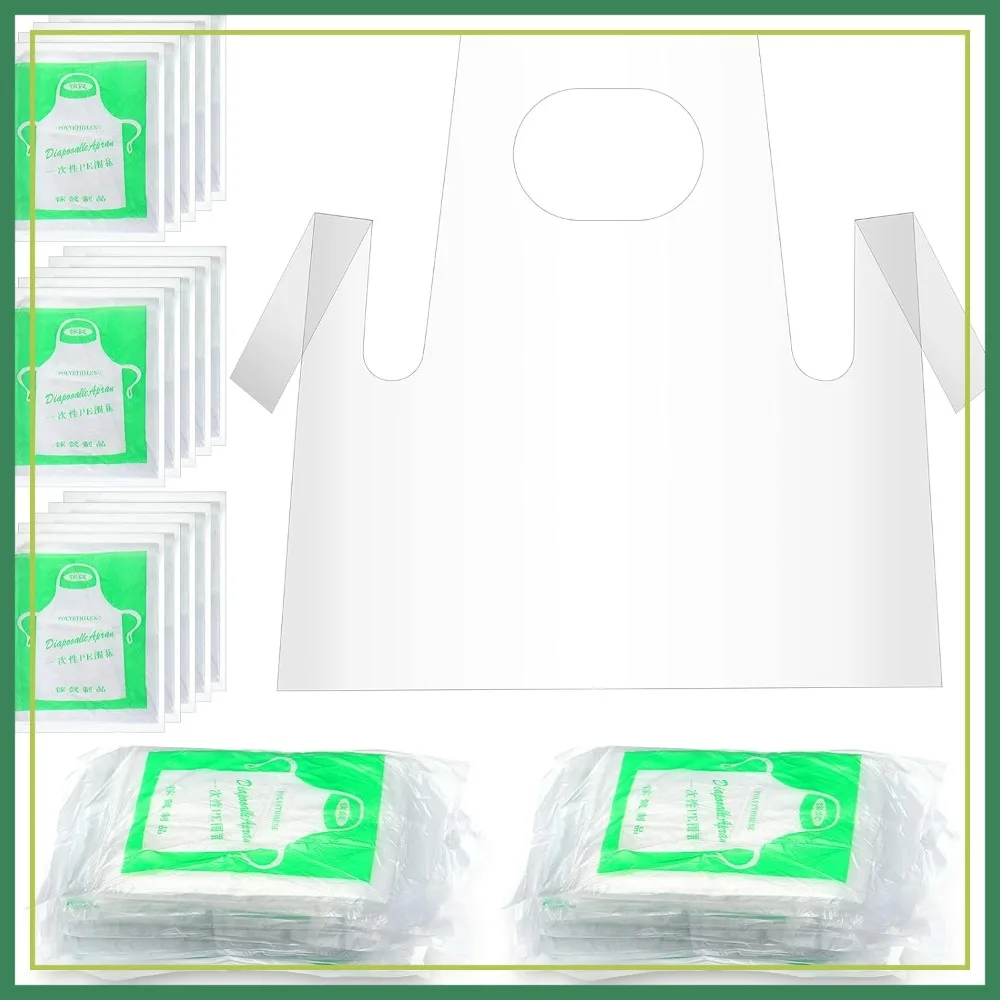 Disposable Plastic Aprons, Oil Proof Clear Polythene Apron for Craft, Painting, Eating
Disposable Plastic Aprons, Oil Proof Clear Polythene Apron for Craft, Painting, Eating